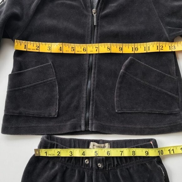 BURBERRY grey poly velour signature trim hooded 2 piece tracksuit elastic 4Y - Picture 15 of 16